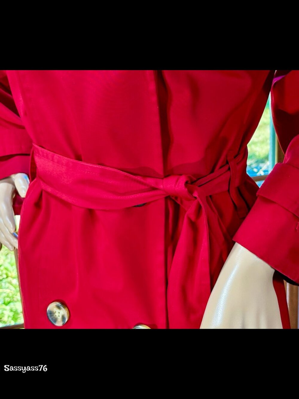 🆕VTG▪️FOG BY LONDONFOG▪️Cherry Red Belted Double Breasted Midi Trenchcoat - Picture 5 of 6